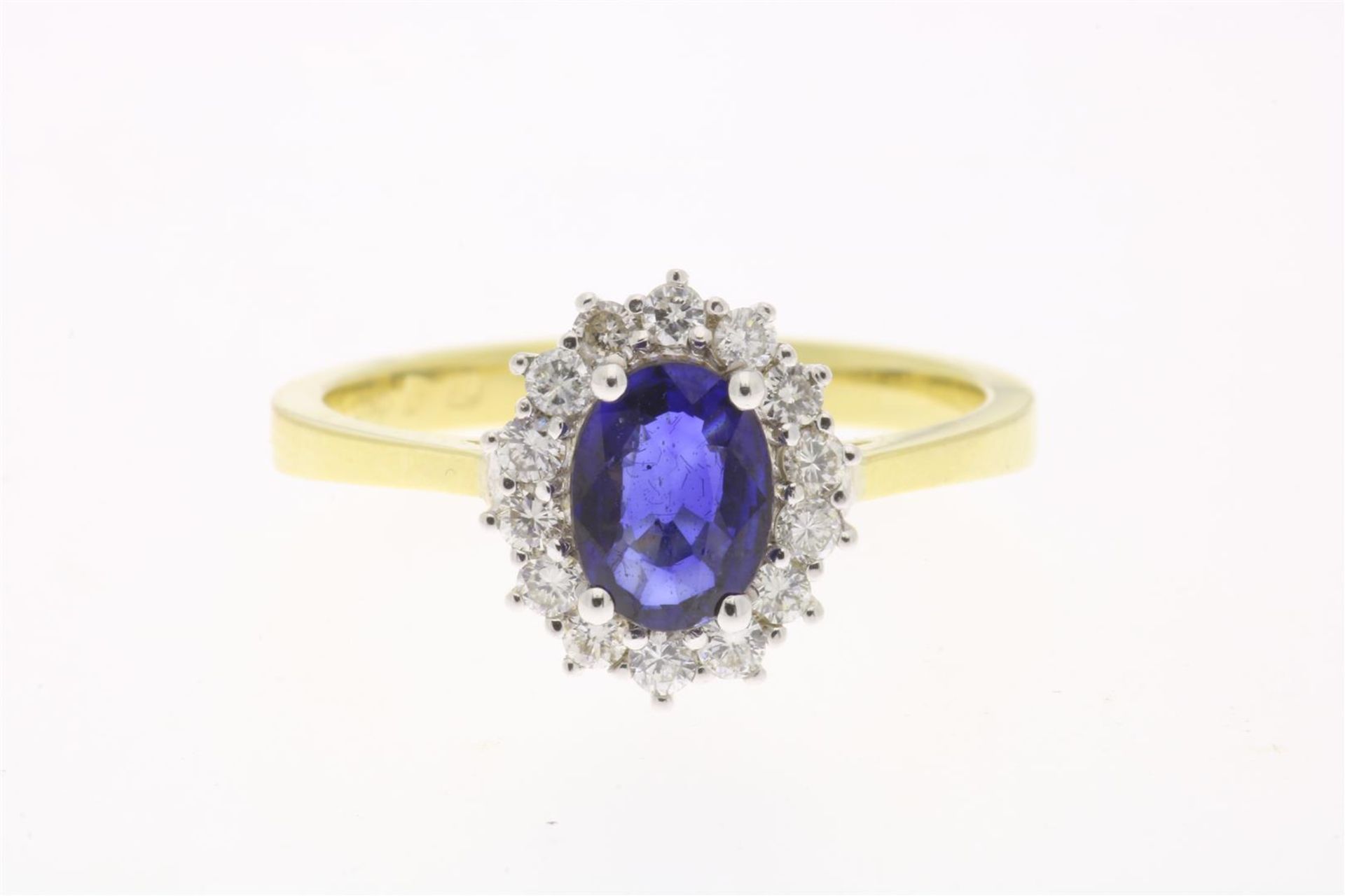 Bicolor entourage ring with sapphire and diamond