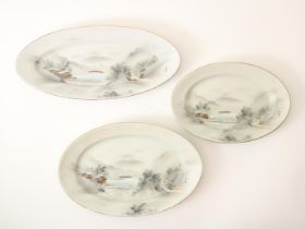 Set of 3 porslain plates, Meiji