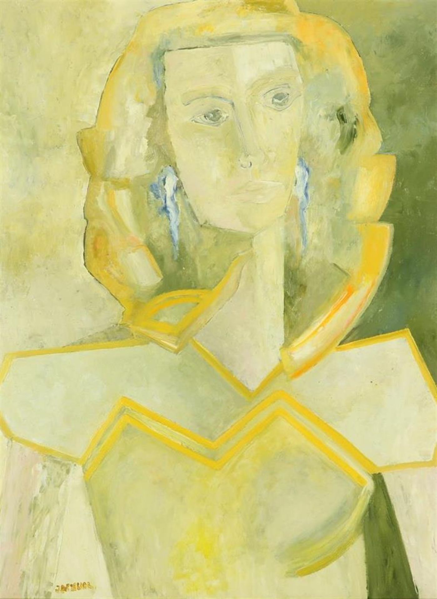 Hans Butzelaar (1945-) Portrait of a lady, signed lower left. Oil on board 80 x 60 cm.