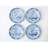 Series of 4 porcelain Qianlong plates with a decor of a rock in front of a fence, China 18th