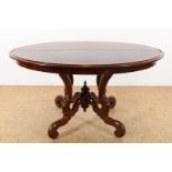 Mahogany Biedermeier coulisse table on spider head leg, 19 century, 74 x 135 x 108 cm, with