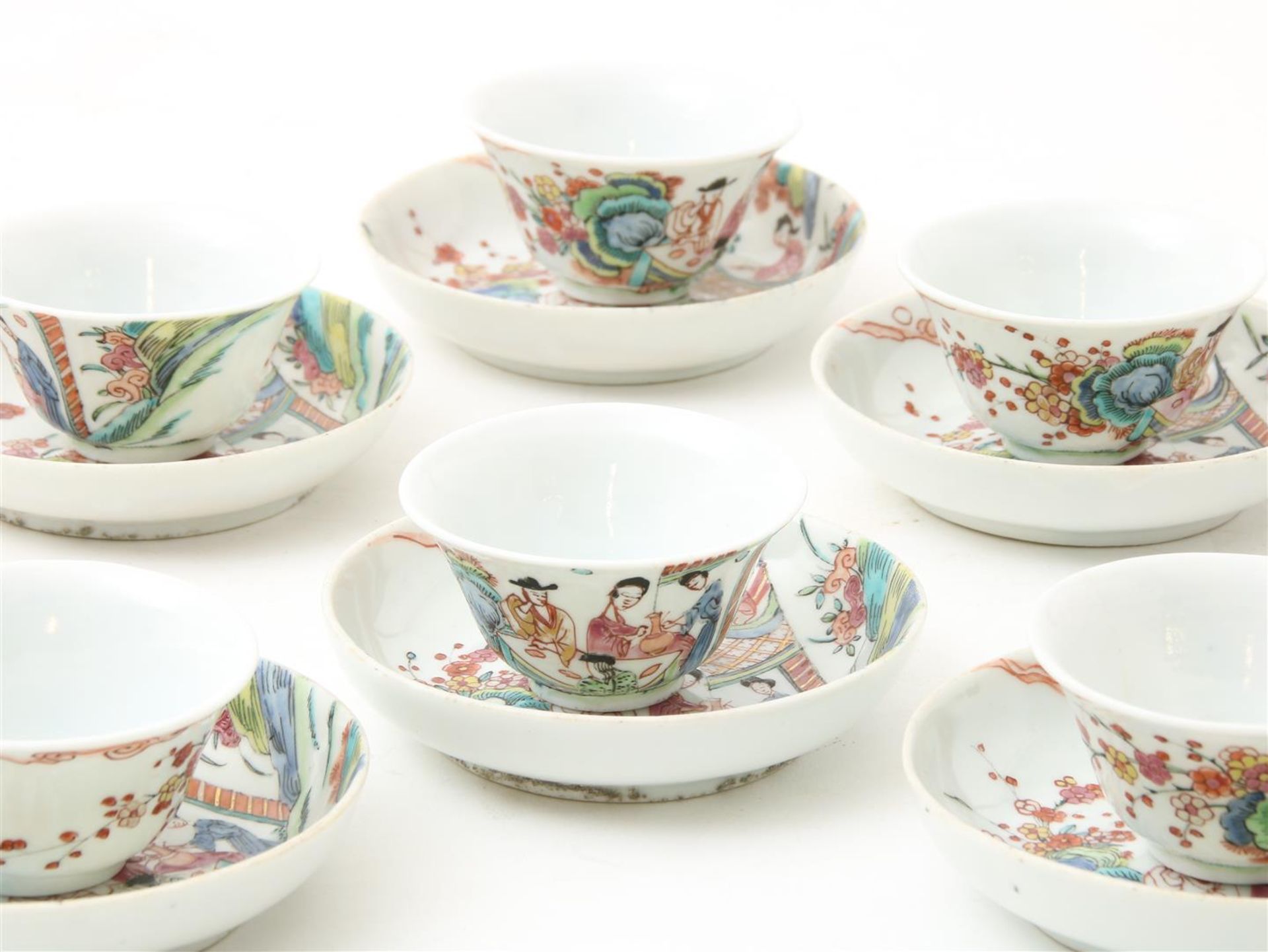 Chinese porcelain, cups and saucers, Famille Rose, 19th century - Bild 2 aus 11