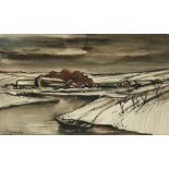 Jacques Mels (1899-1974) Winter landscape, signed lower left, watercolor 34.5 x 57 cm.