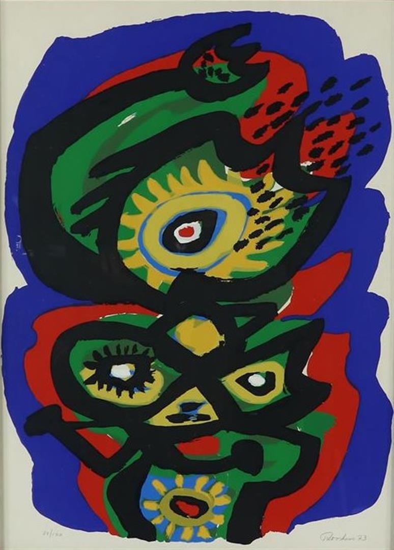 Anton Rooskens (1906-1976) 'Birds', signed lower right and dated '73, screen print 27/100.67 x 48