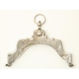 Silver parrot beak bag bracket, circa 1800, gross weight 116 grams, width 15.5 cm.