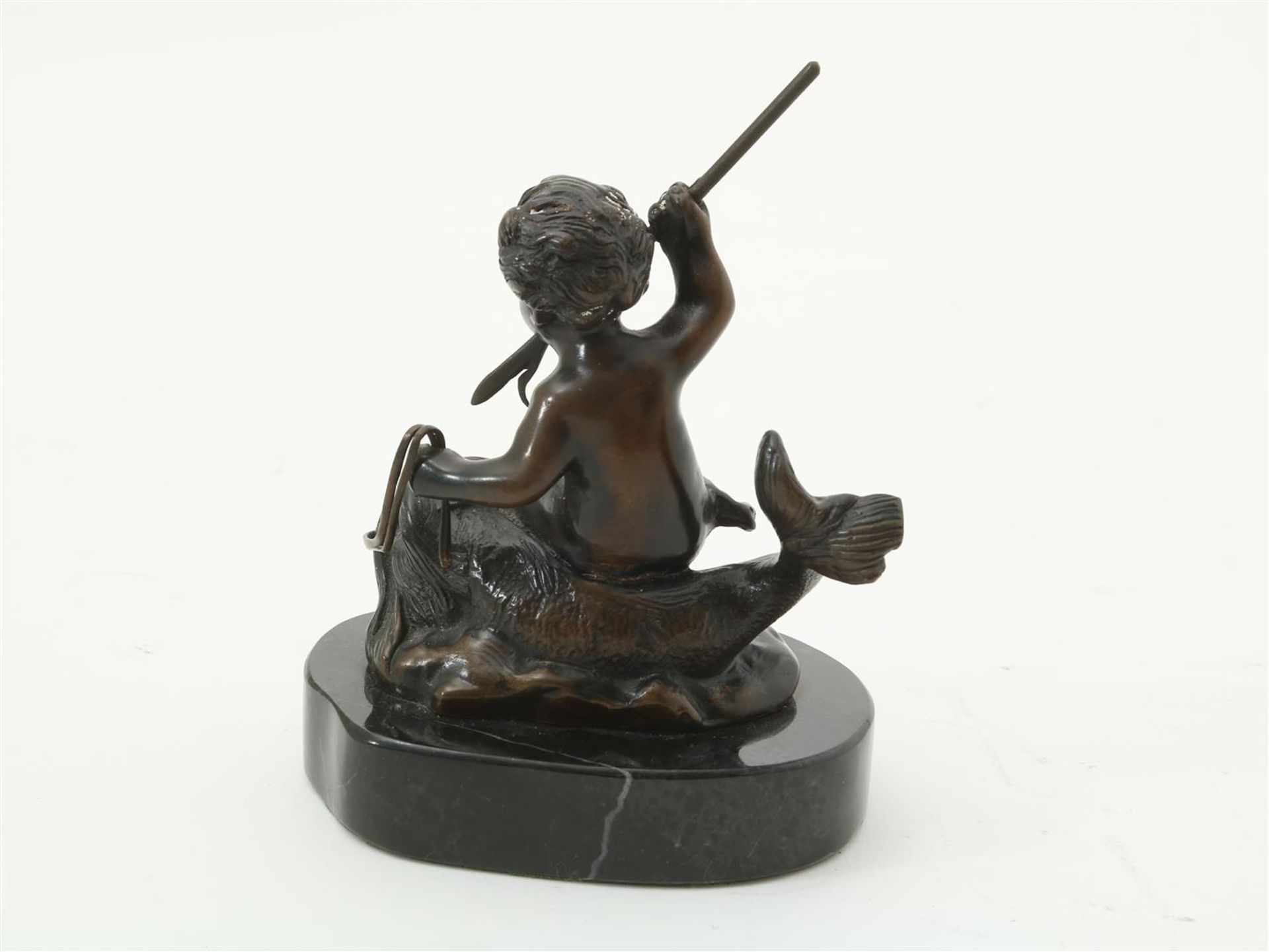 Bronze sculpture of Poseidon on sea monster and marble base, 14 x 10 x 8 cm. - Image 3 of 3