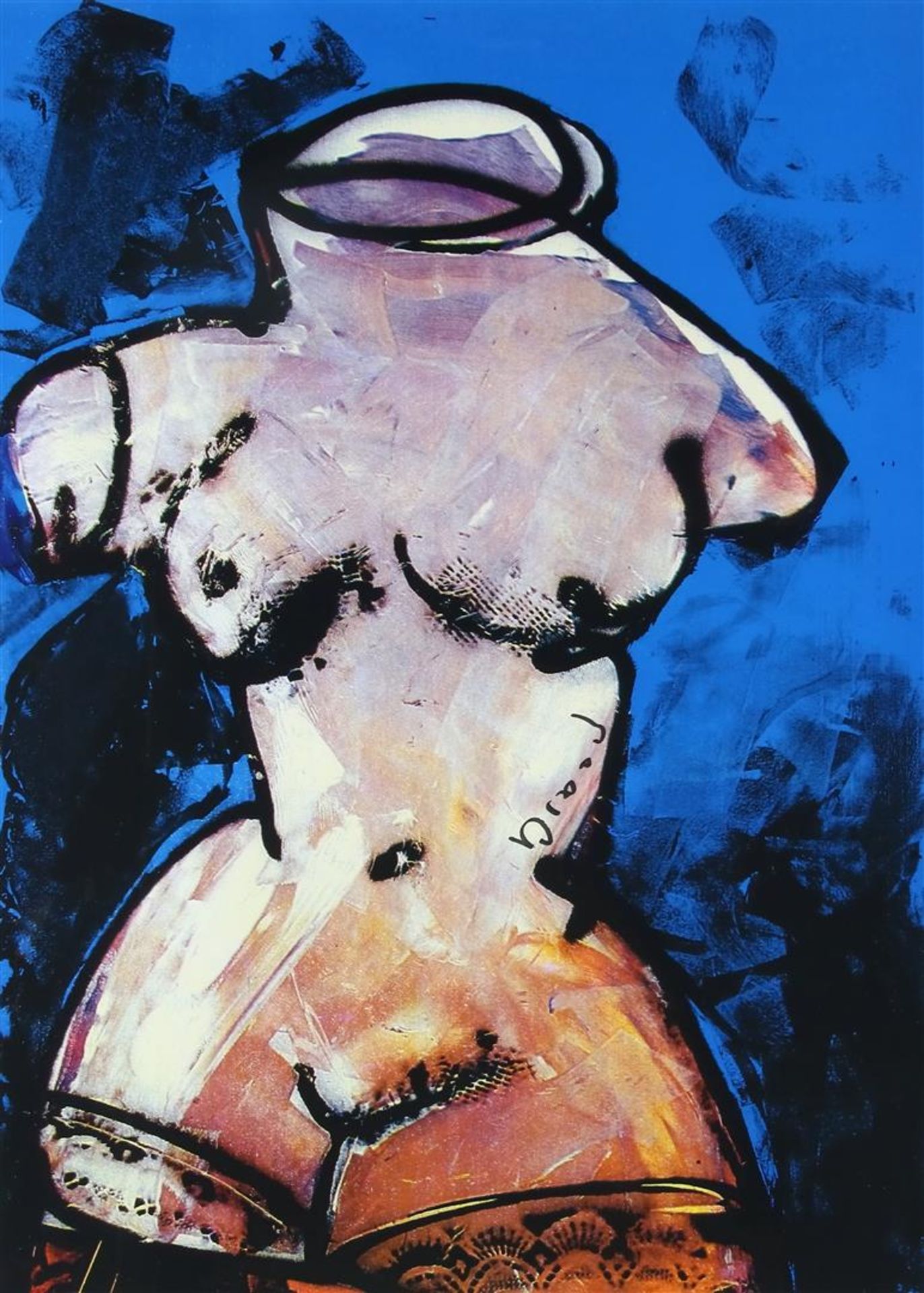 Herman Brood (1946-2001) Torsoblue, signed in the middle, screen print épreuve d'artiste, 97 x 70 - Image 2 of 4