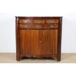 burr walnut Louis XVI folding buffet with upstand, 4 drawers and 2 2 louvre doors, ca. 1800, 94 x 98