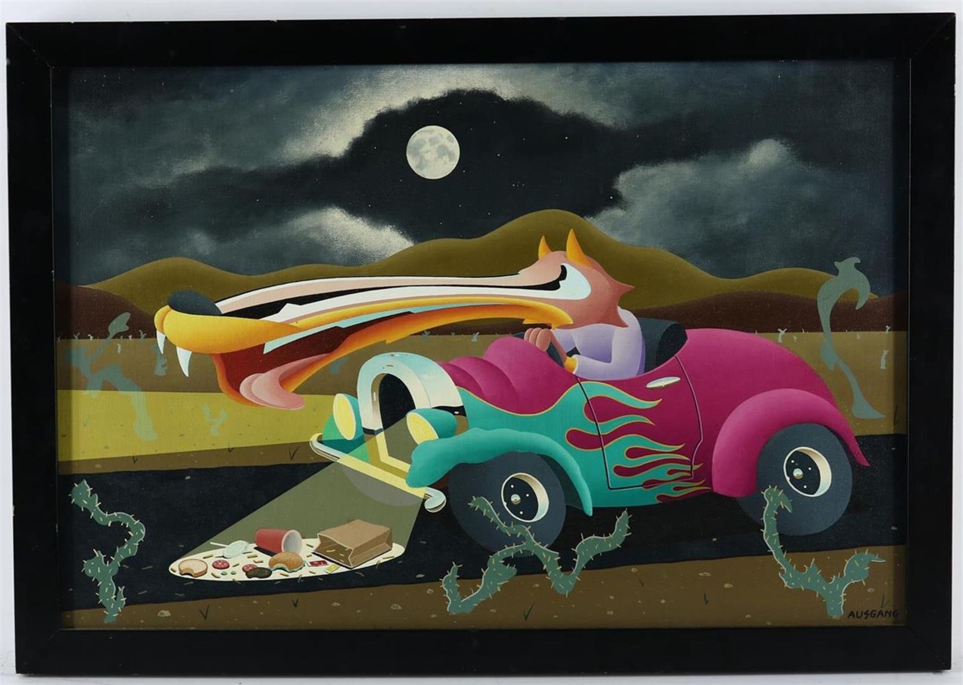 Anthony Ausgang (1959-) "Hamburger highway: Fast food and fast cars", signed bottom right and - Image 2 of 4