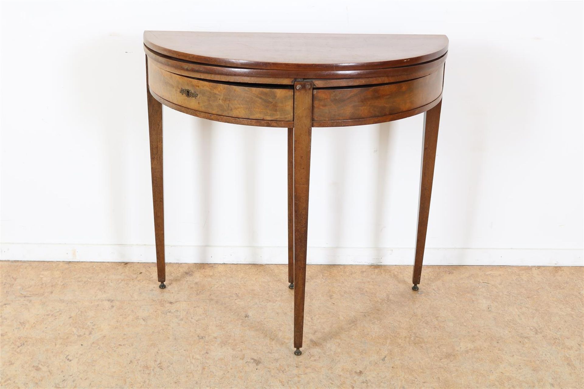 Mahogany Louis XVI style console table with 2 drawers on tapered legs, 19th century, 78 x 82 x 42