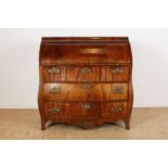 Mahogany Louis XVI, curved cylinder desk, with extendable writing surface, interior with 6 drawers