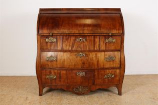 Mahogany Louis XVI, curved cylinder desk,