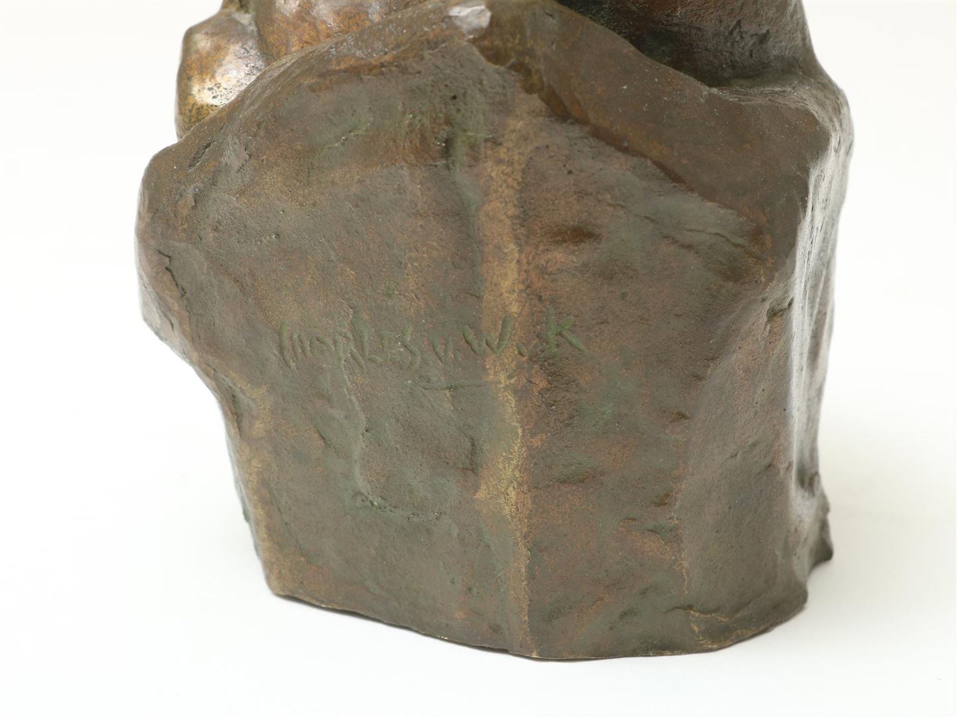 "Charles" Henri Marie van Wijk (1875-1917) Bronze sculpture of a crying baby, signed, 12 x 8 x 8 cm. - Image 5 of 6