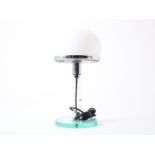 Table lamp on plexiglass base with opaline shade, Bauhaus style, height 45 cm.