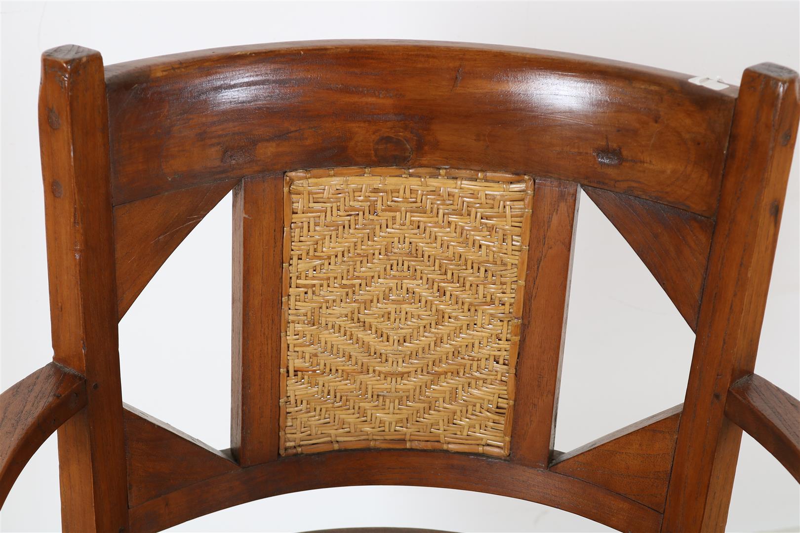 Teak Art Deco office chair with woven wicker seat, Indonesia ca. 1925. - Image 2 of 4