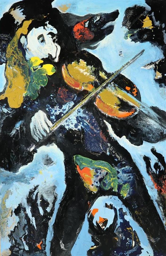 Ninke Kast (1926-2022) 'Paganini', signed and dated 2000 on the reverse, board 122 x 80 cm.