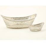 Lot consisting of a silver bread basket, pierced and trimmed with a pearl edge, and a chocolate