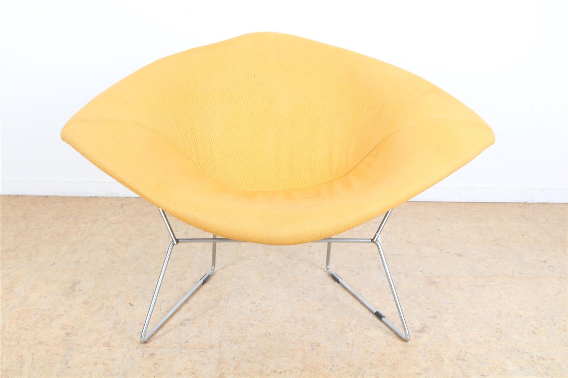 yellow design chair, Harry Bertoia for Knoll (1952).