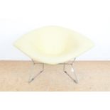 yellow design chair, Harry Bertoia for Knoll (1952).