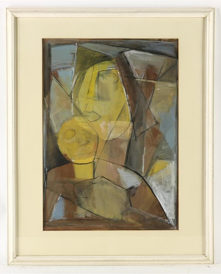 Christian de Moor (1899-1981) Woman with child, signed lower right. Gouache on paper, 65 x 45 cm. - Image 2 of 4