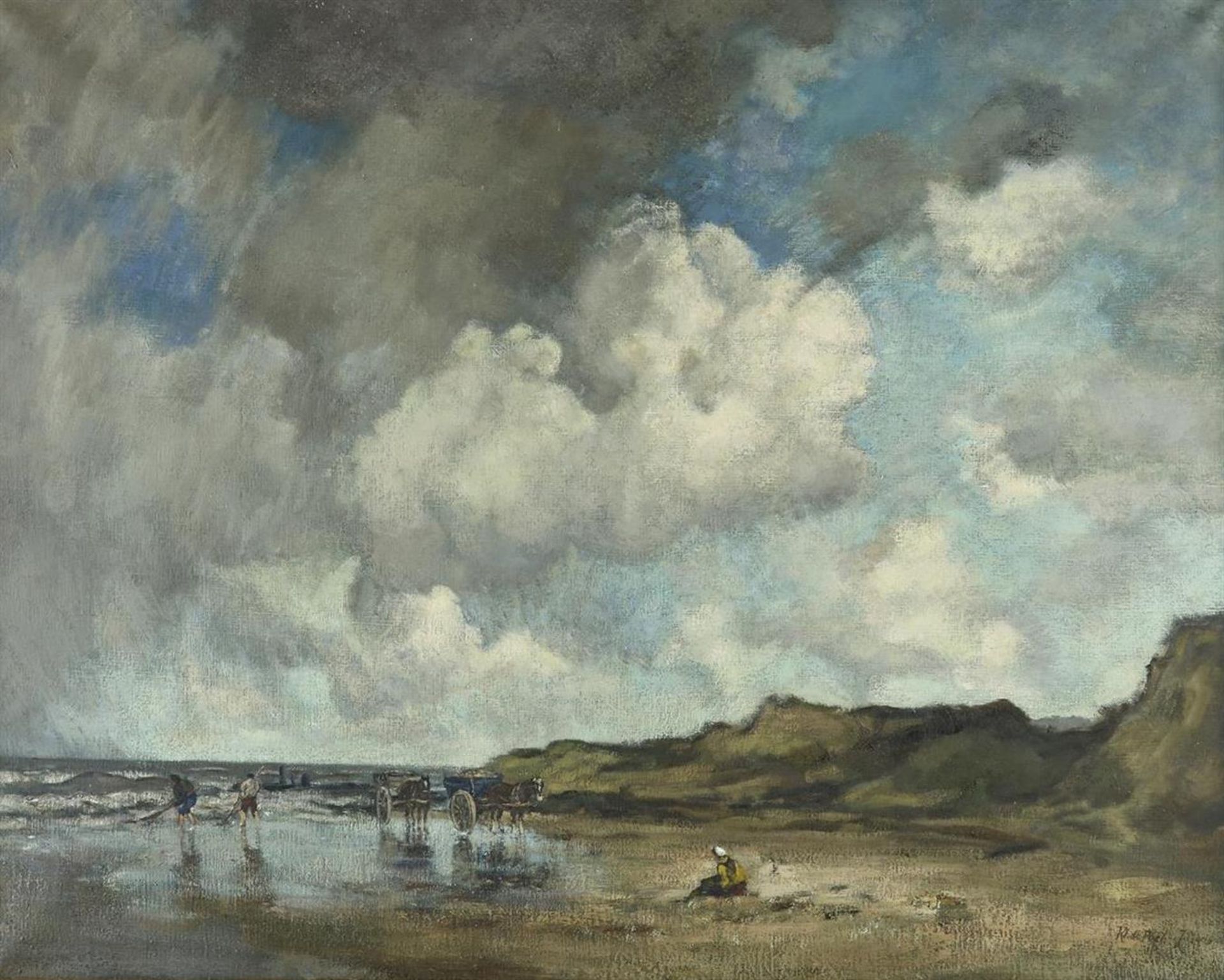 Klaas Poel de Beach view, signed bottom right, canvas, 100 x 130 cm.