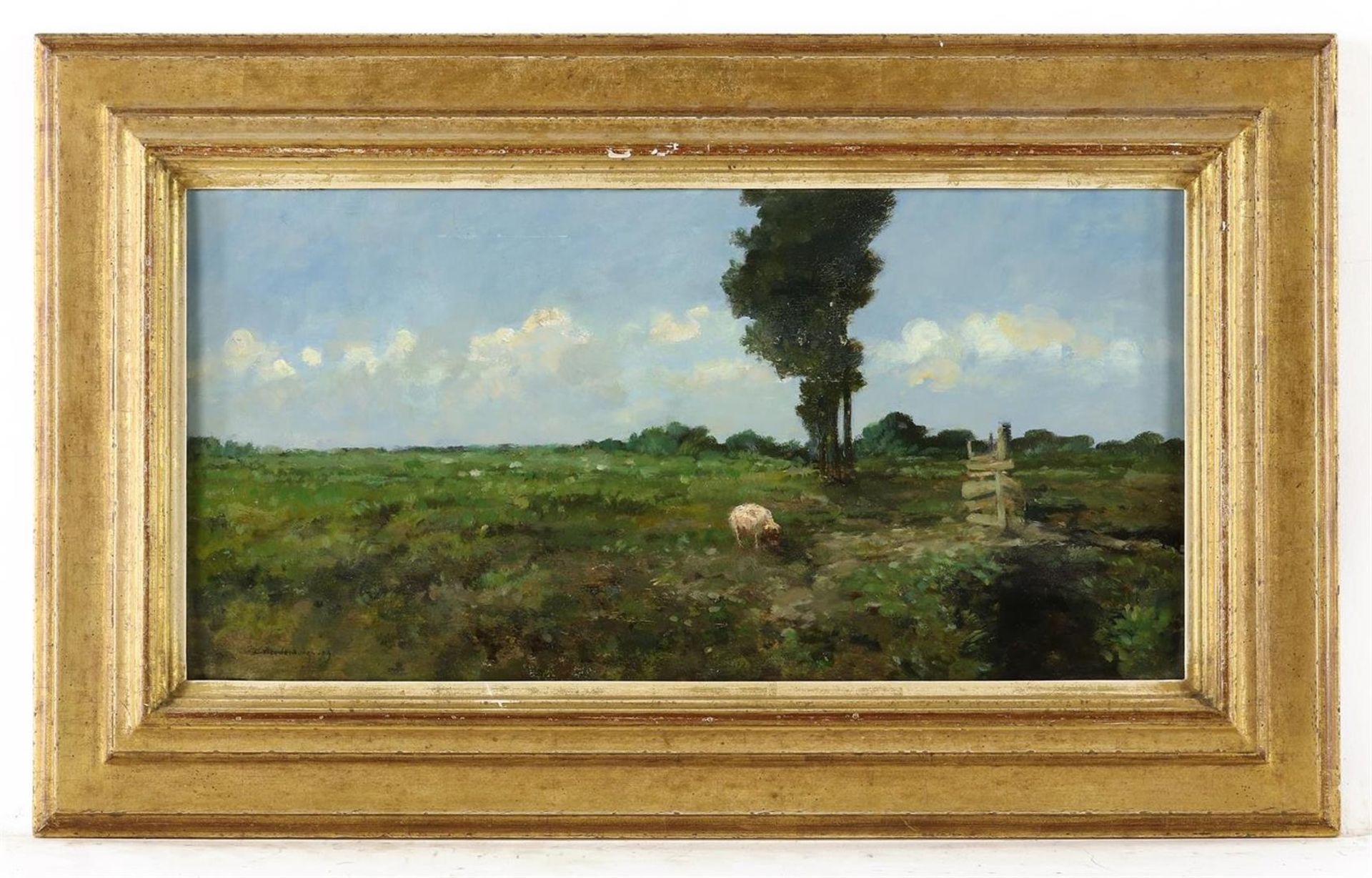 Cornelis Vreedenburgh (1880-1946) Dutch landscape, signed and dated 09' Panel 28 x 58 cm. Condition: - Image 2 of 3