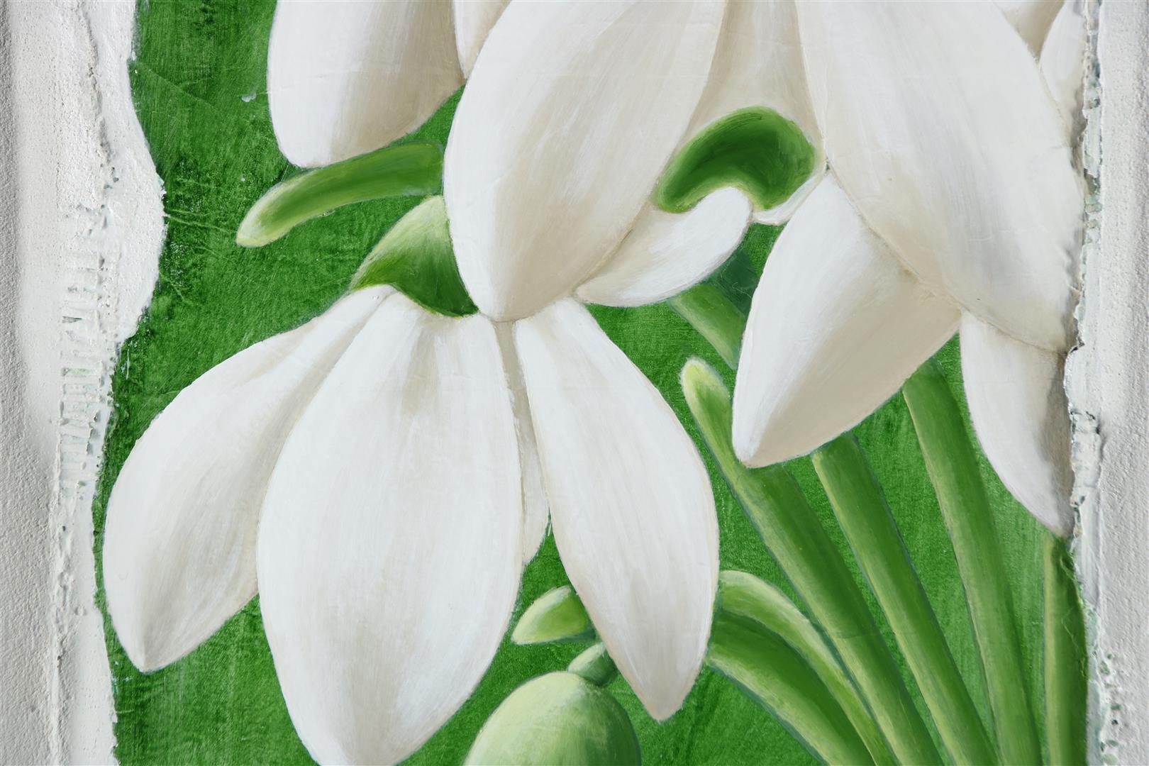 Snowdrops, signed Milyah bottom right, mixed media on board, 122 x 122 cm. Provenance: direct from - Image 3 of 5