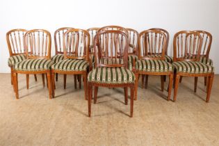 Series of 12 elm wood Louis XVI  chairs