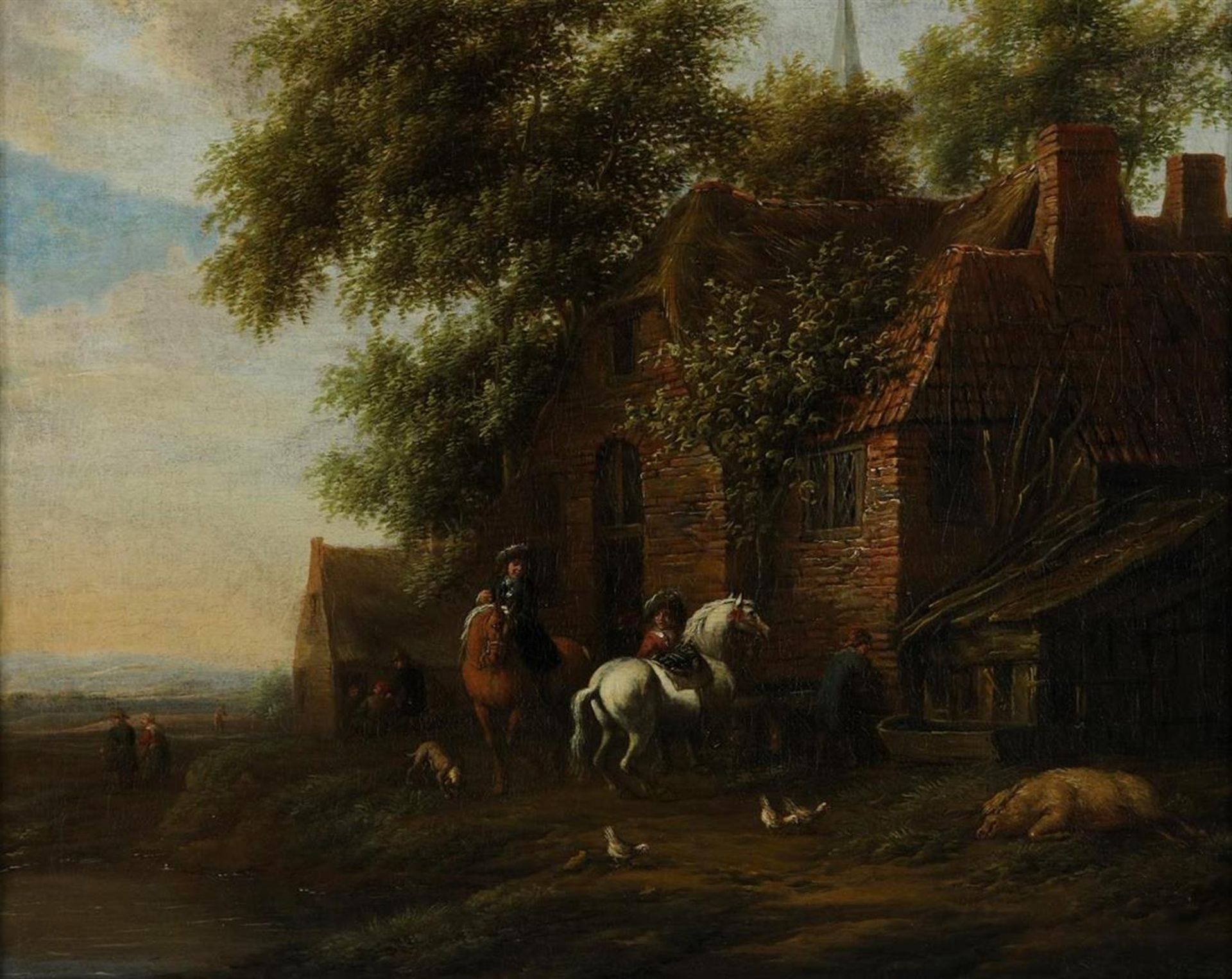 Essen, Cornelis van, Figures on horses at farmhouse