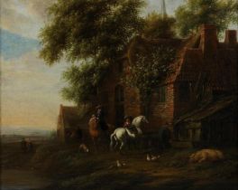 Essen, Cornelis van, Figures on horses at farmhouse