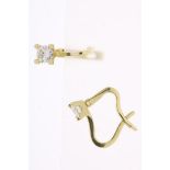 Yellow gold earrings set with brilliant cut diamonds, approximately 0.42 ct., F/G, SI, grade 585/