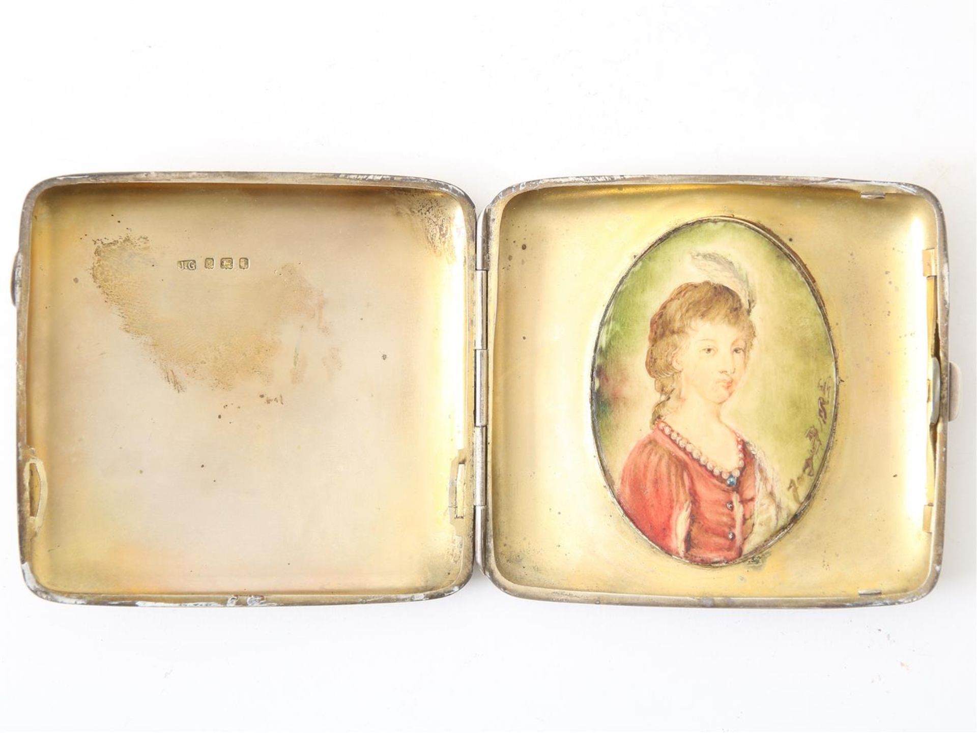 Two silver tobacco boxes, one with a miniature portrait, grade 925/000, England - Image 2 of 5