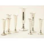 Lot of 8 silver vases, 835/000 and one 925/000, Van Kempen, heights including 12.5 cm and 19.5 cm,