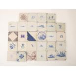 A lot of 28 various 17th and 18th century earthenware tiles
