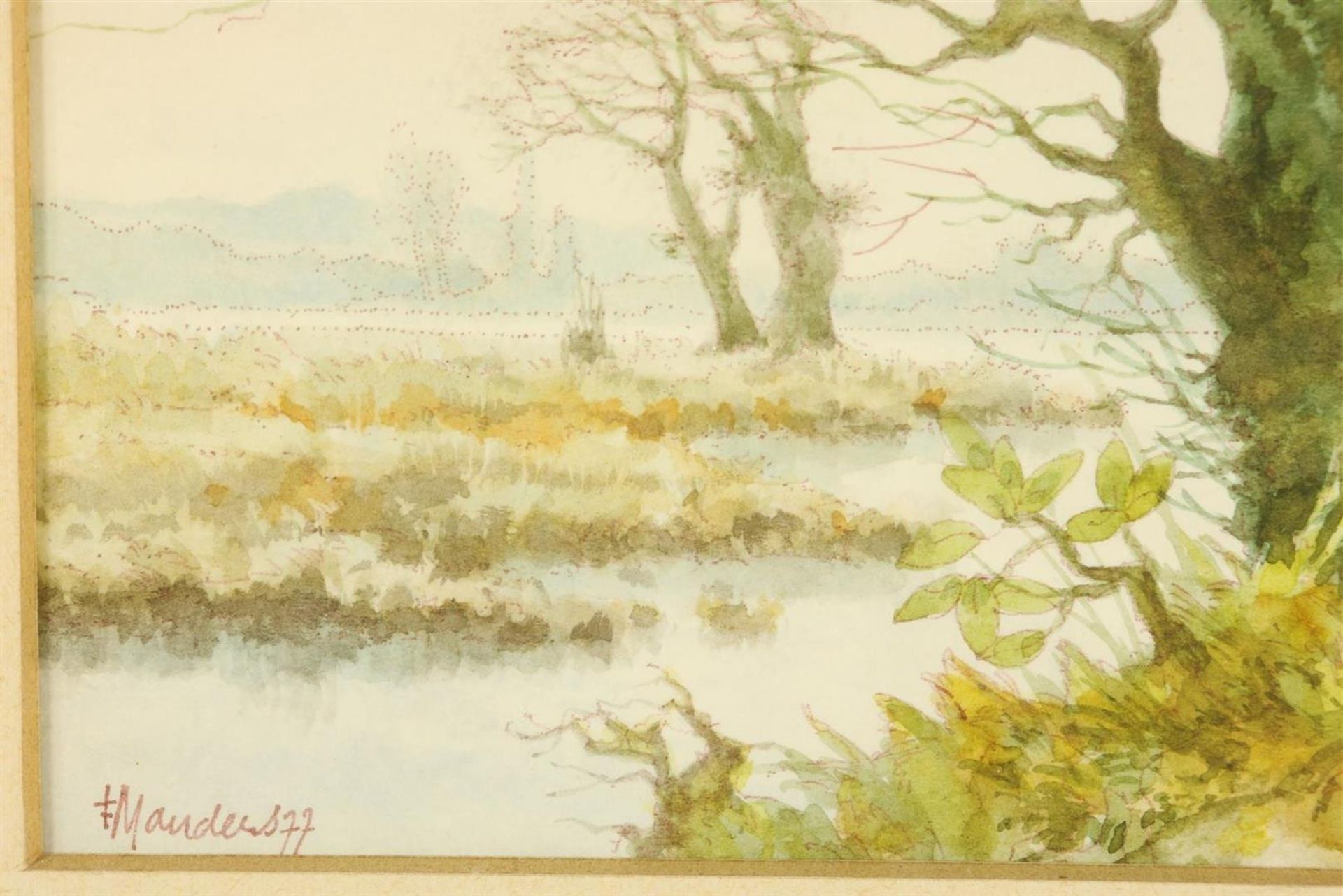 Frans Manders (1939-) Pollard willow in Dommelen, signed and dated '77 bottom left, watercolor on - Image 4 of 4