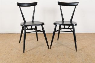 Set of black stained Ercol chairs