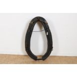 Neck piece for horse, horseham, made of leather, wood and iron, length 80 cm.