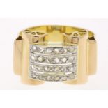 Tricolor gold ring set with diamonds, rose cut, approximately 0.2 ct., G/H, SI, grade 750/000, gross
