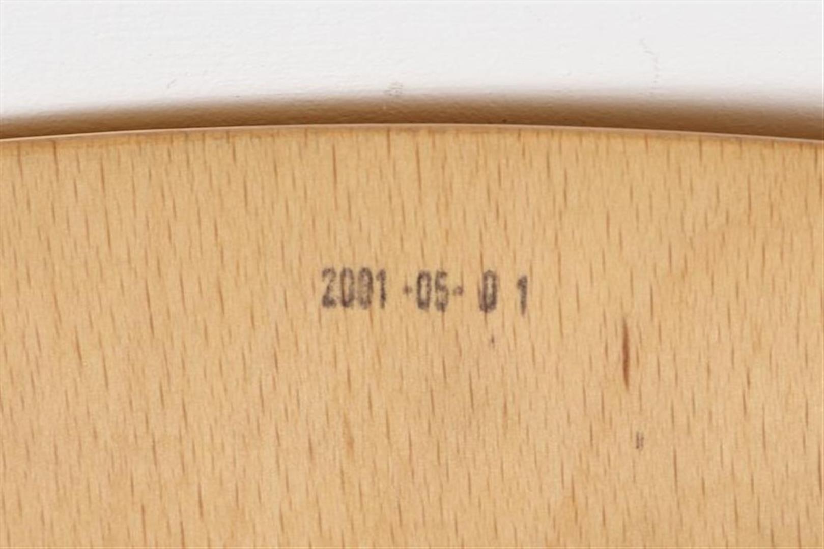 Series of 4 beech wood armchairs on chrome base, dated 2001. (damage on seats) - Image 4 of 8