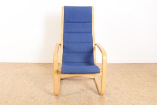 Beech wood vintage lounge chair