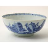 Porcelain bowl blue decorated with landscapes, China Qianlong 18th century, height: 11 cm, diameter: