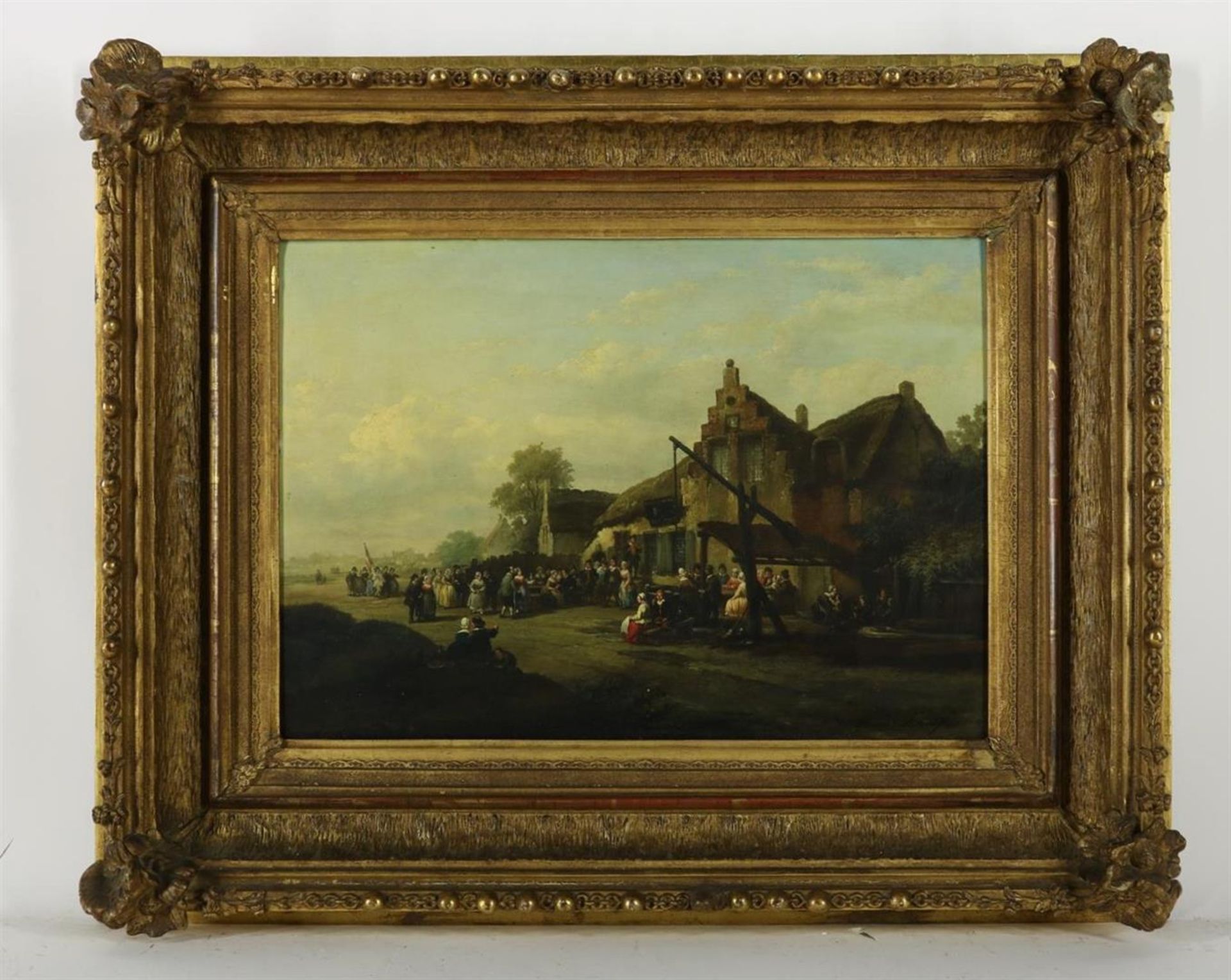 Hendrik Adolf Schaep (1826-1870) Village festival, signed and dated lower right "Henri . Schaep - Image 2 of 5