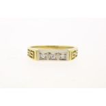 Yellow gold row ring set with diamonds in white gold setting, approximately 0.18 ct., BWG, gross