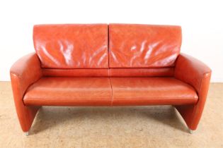 Terra-coloured leather sofa