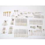 Extensive 12 person silver (cassette) cutlery, including 12 large-12 small knives (matching 800/