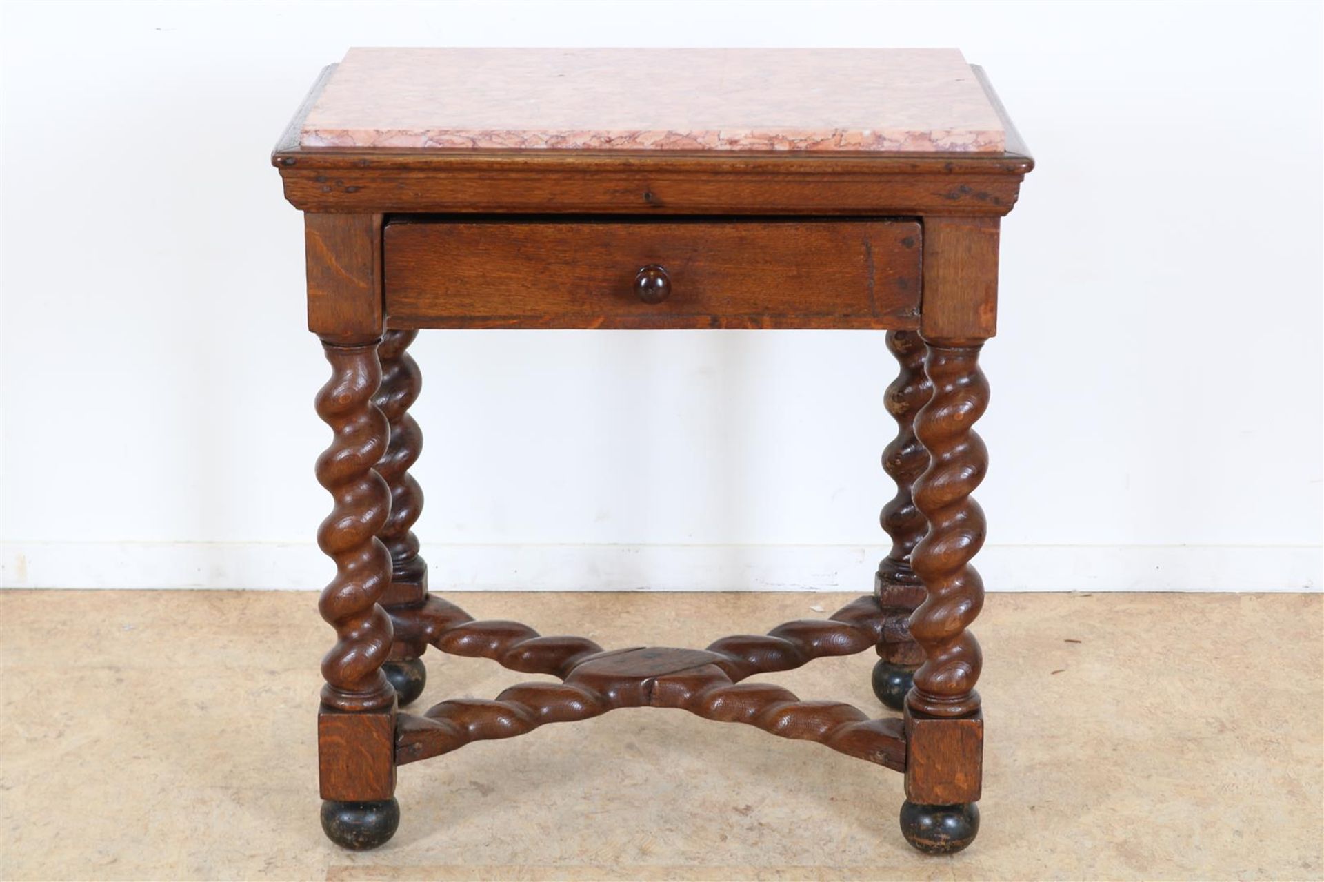 Oak table with marble top