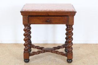 Oak table with marble top