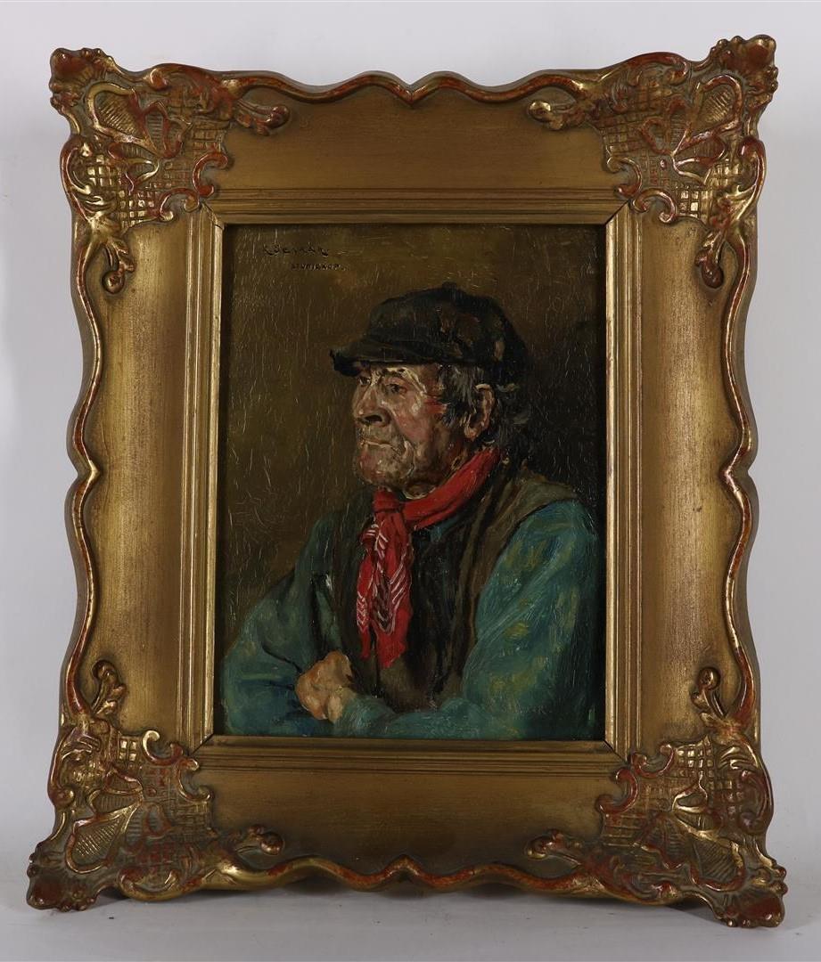 Abraham Segaar (1888-1962) Portrait of a farmer, "study head", signed top left, panel, 23 x 17 cm. - Image 2 of 4