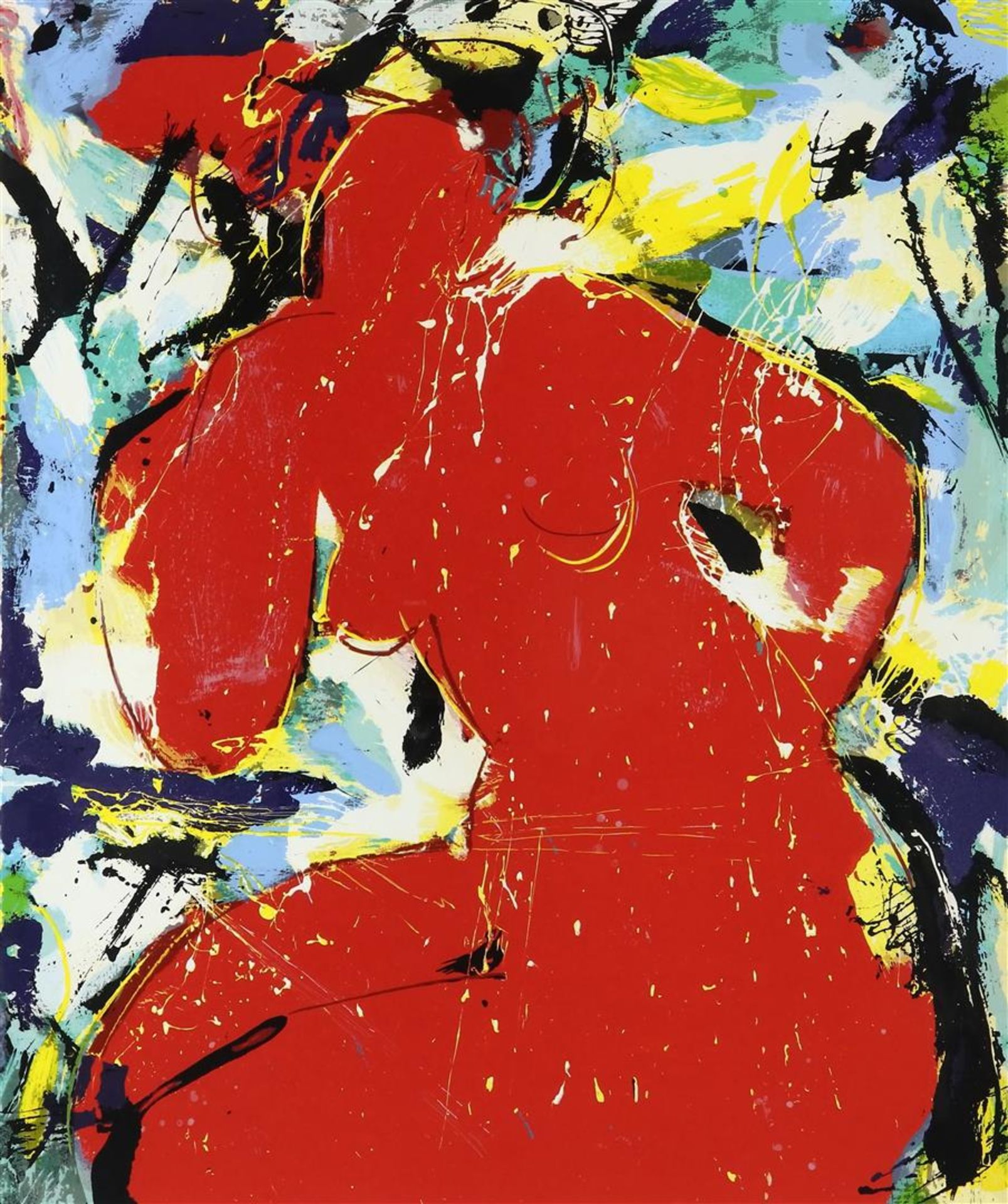 Nic Jonk (1928-1994) Amante, signed lower right and dated 1993, screen print 235/250 70 x 58 cm.