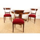 Mahogany Biedermeier table and 3 mahogany chairs